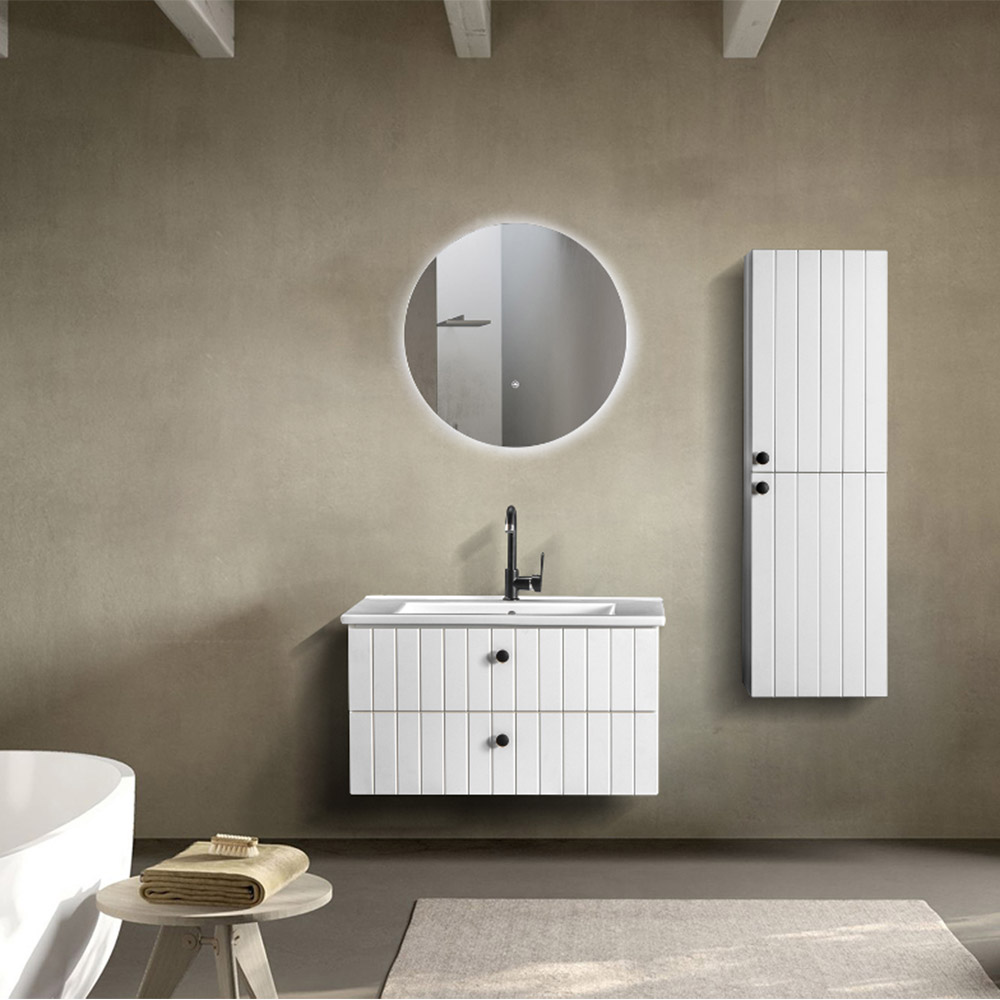 Bagnora C-Line 100 cm Banyo Dolabı ve Ledli Ayna İkili Set, Beyaz