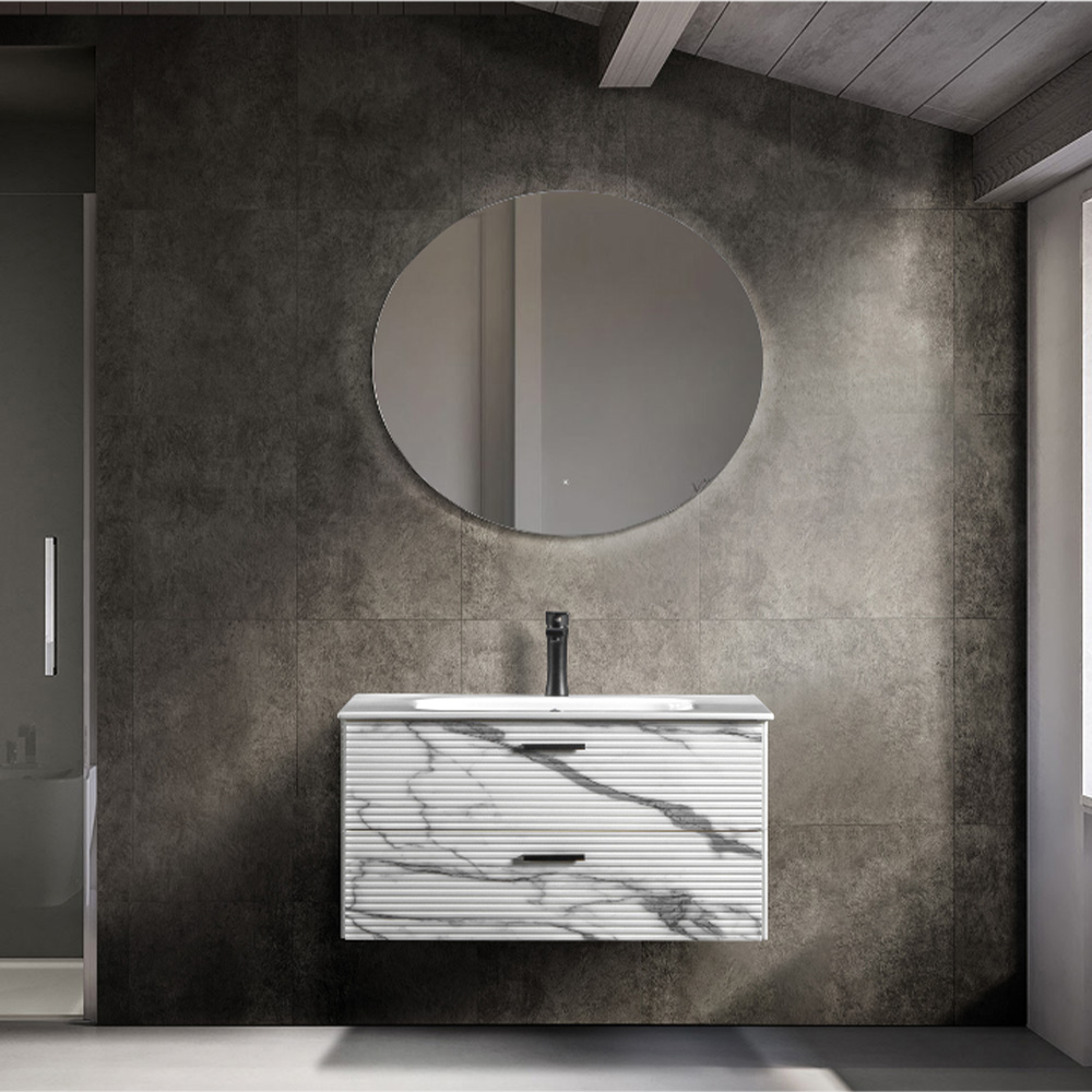 Bagnora Carrara 100 cm Banyo Dolabı ve Ayna İkili Set