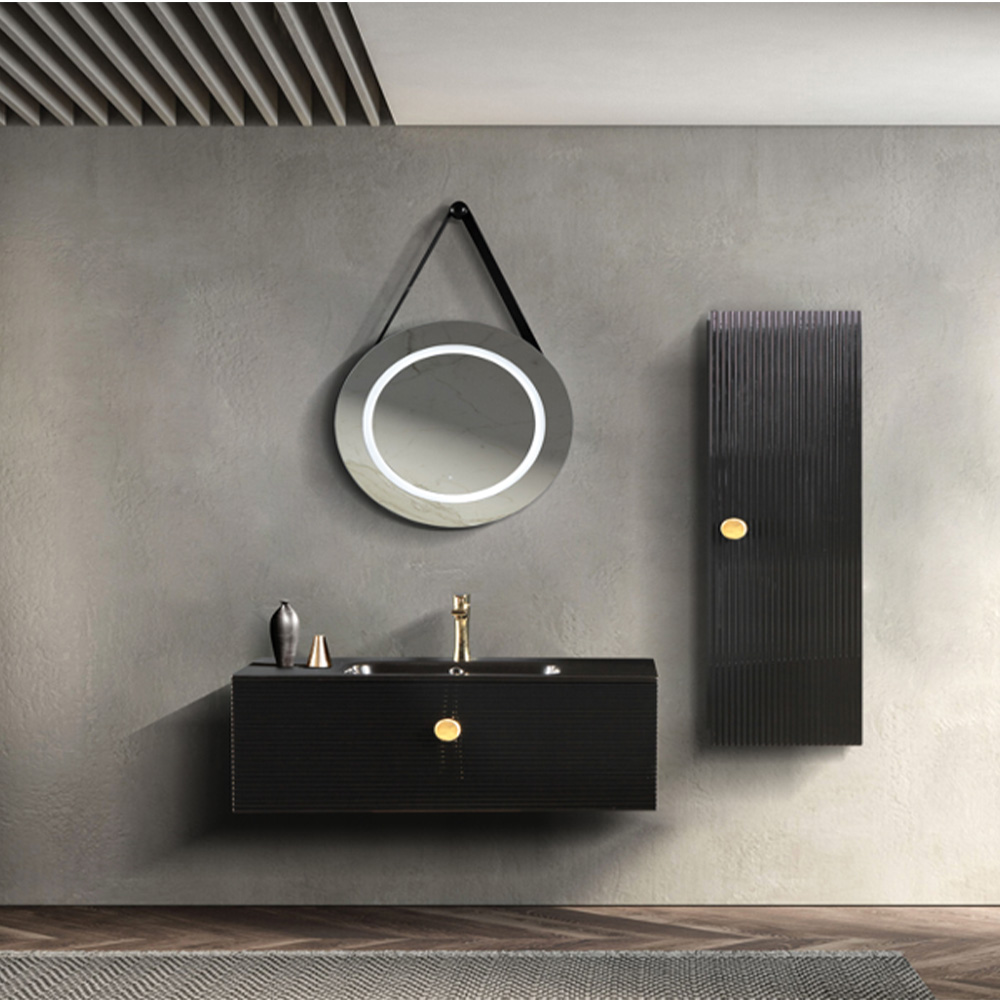 Bagnora Elbis 100 cm Banyo Dolabı ve Ayna İkili Set, Siyah
