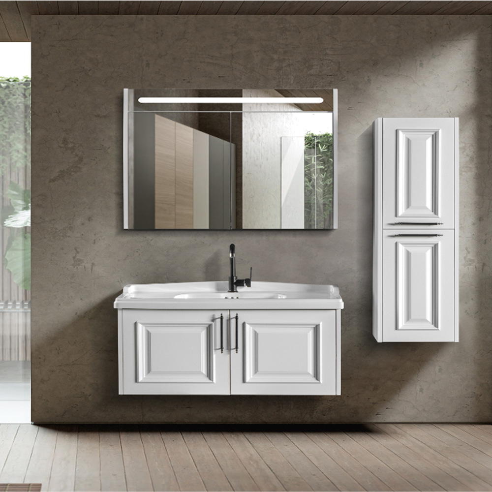 Bagnora Fiona 100 cm Banyo Dolabı ve Dolaplı Ayna İkili Set, Beyaz