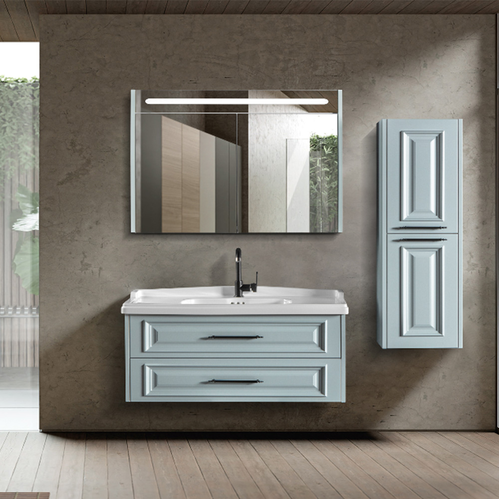 Bagnora Fora 100 cm Banyo Dolabı Ve Dolaplı Ayna İkili Set, Gri
