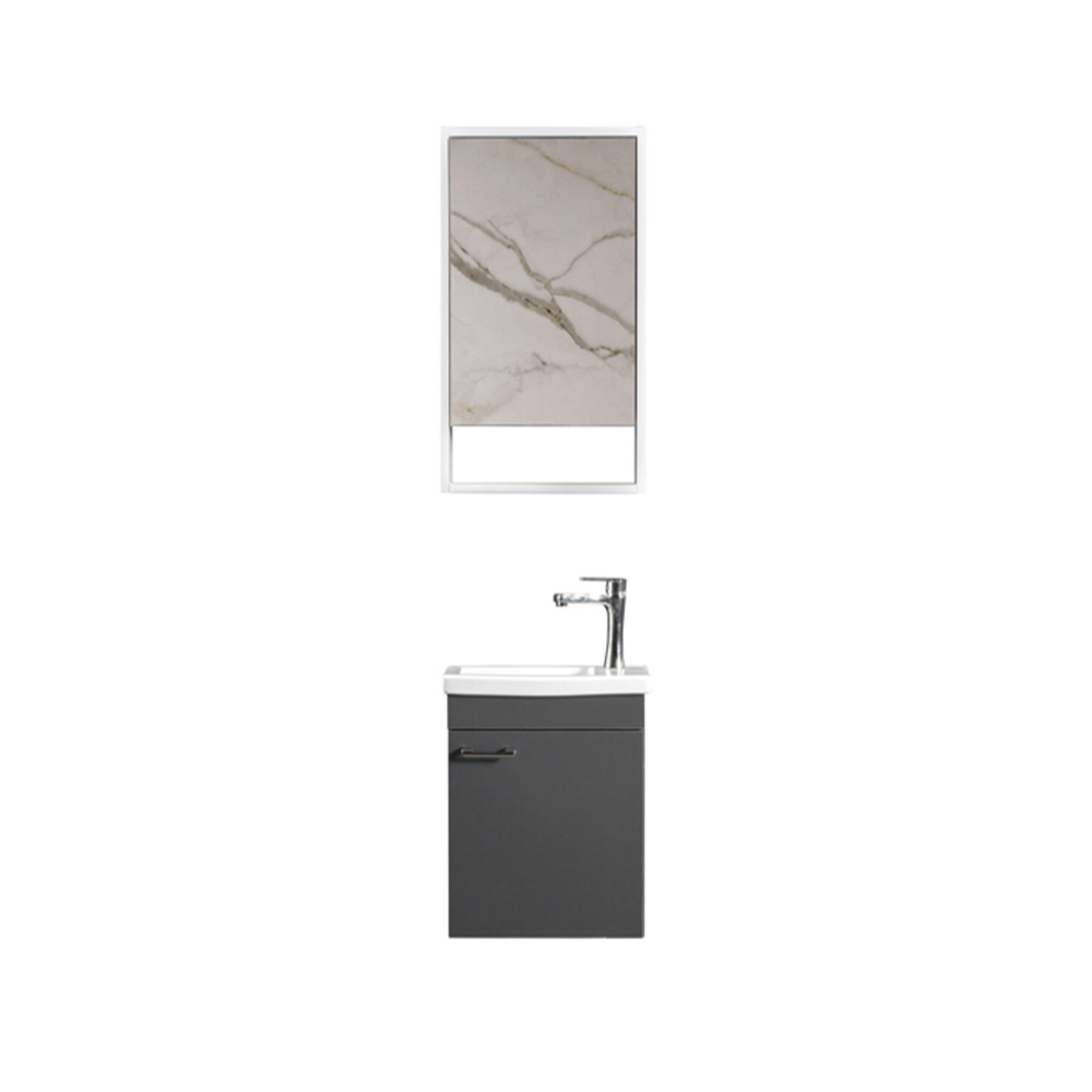 Bagnora Icon 50x38 cm Banyo Dolabı ve Dolaplı Ayna İkili Set, Antrasit