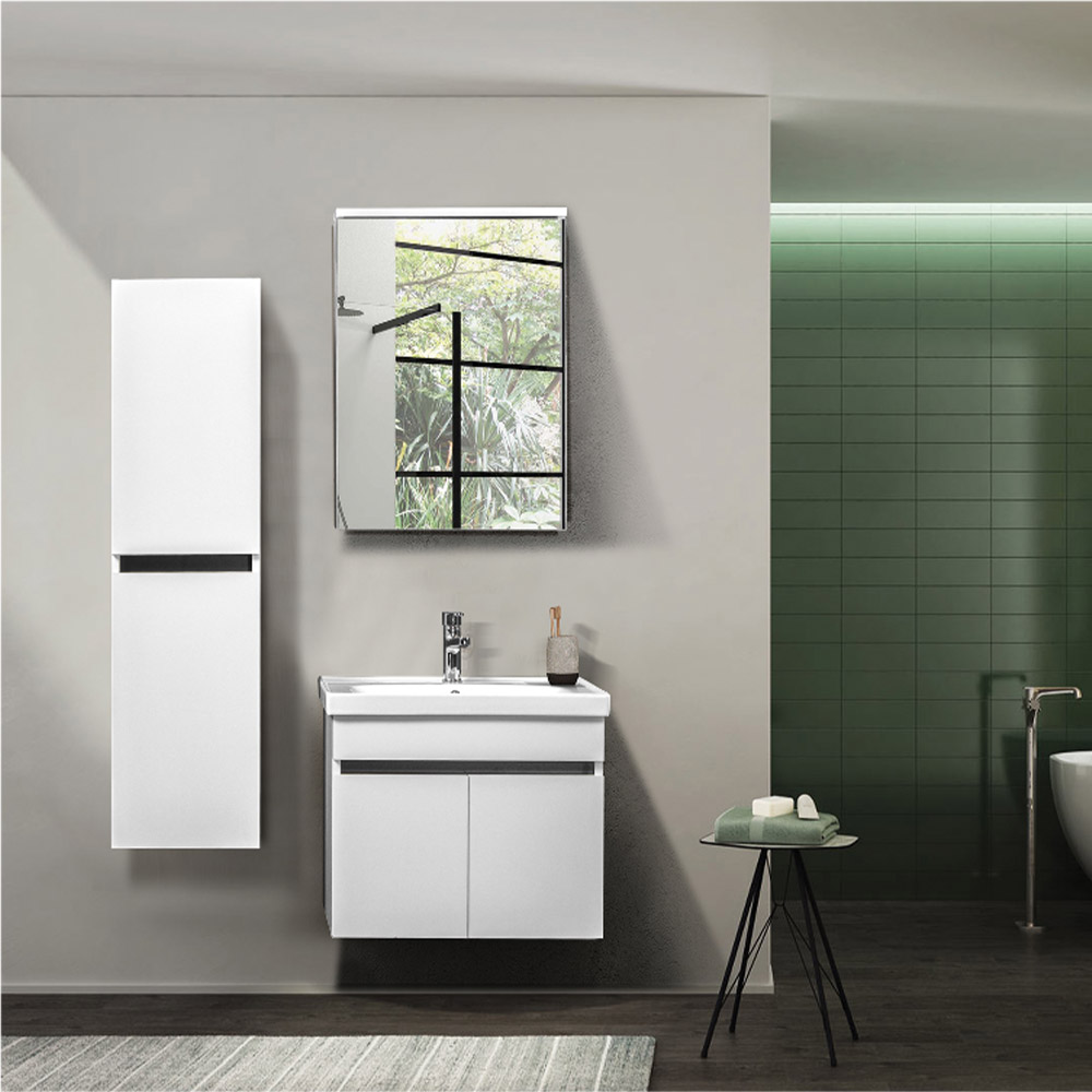 Bagnora Perge 55 cm Banyo Dolabı ve Dolaplı Ayna İkili Set, Beyaz