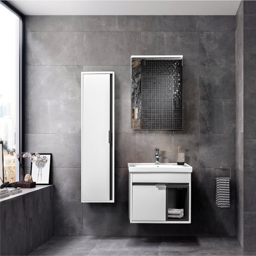 Bagnora Nova 65 cm Banyo Dolabı ve Dolaplı Ayna İkili Set, Beyaz