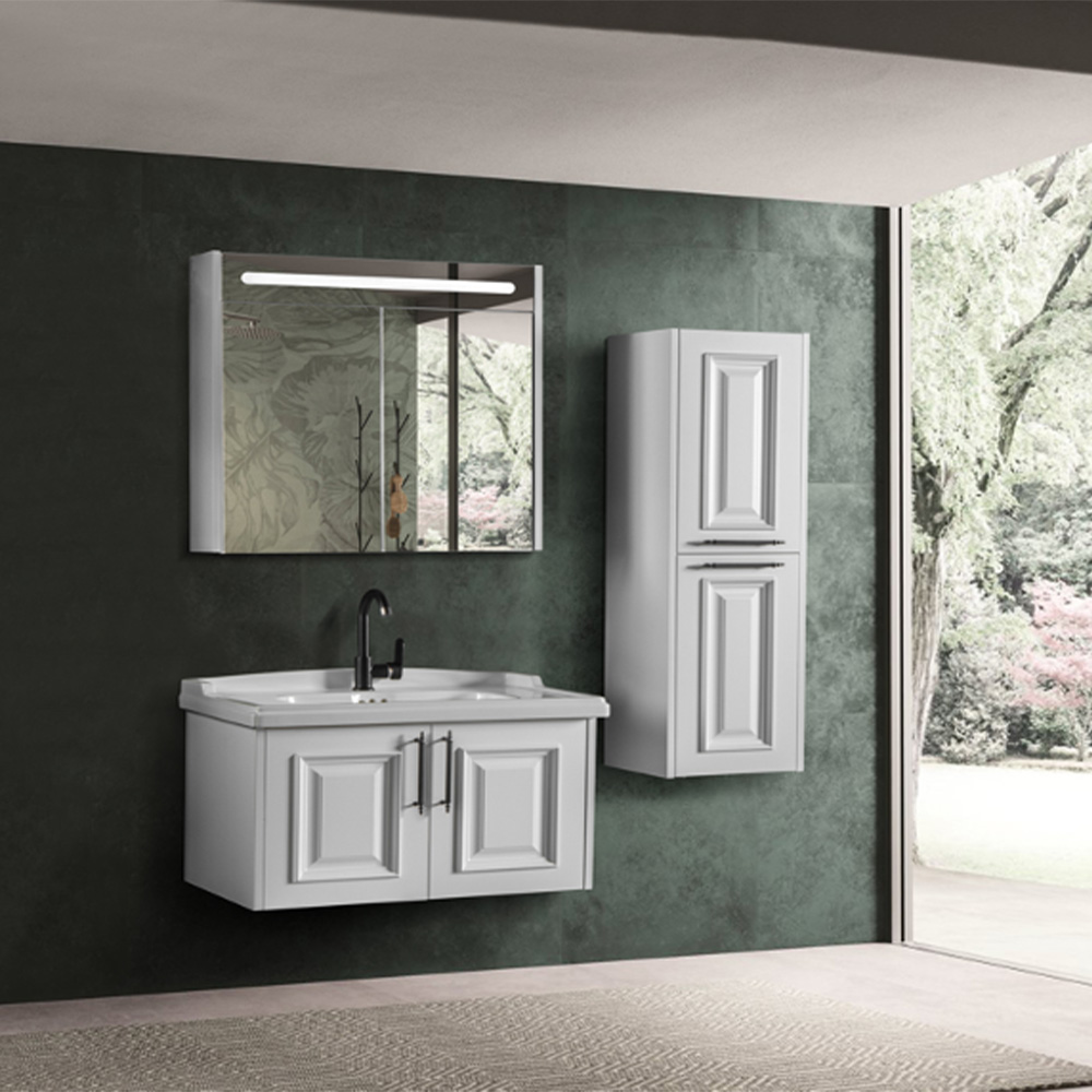Bagnora Fiona 80 cm Banyo Dolabı ve Dolaplı Ayna İkili Set, Beyaz