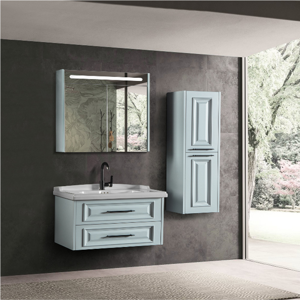 Bagnora Fora 80 cm Banyo Dolabı Ve Dolaplı Ayna İkili Set, Gri