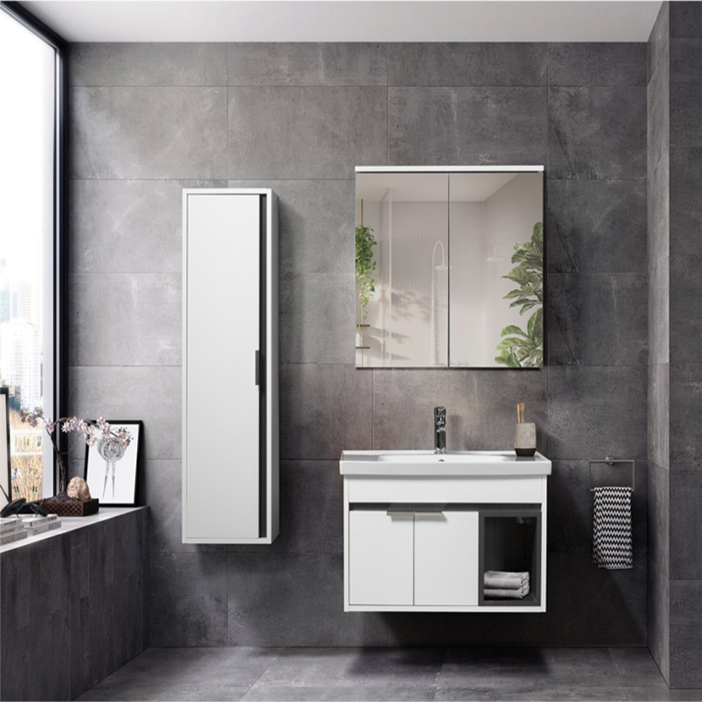 Bagnora Nova 85 cm Banyo Dolabı ve Dolaplı Ayna İkili Set, Beyaz